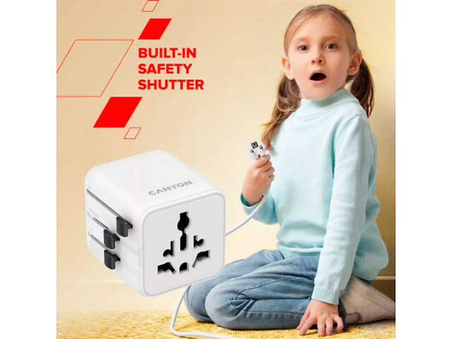 Перехідник Canyon Travel Adapter OnTour One EU/UK/US/AUS White (CNS-TA1005W) - Фото 6