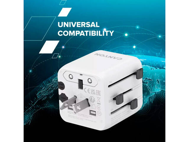Перехідник Canyon Travel Adapter OnTour One EU/UK/US/AUS White (CNS-TA1005W) - Фото 8
