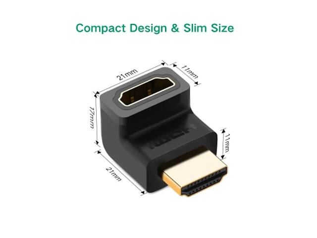 Перехідник HDMI M to HDMI F 90° corner UP HD112 black Ugreen (20110) - Фото 4