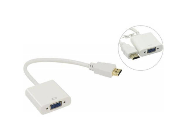 Перехідник HDMI M to VGA F (з кабелями аудіо та живлення від USB) ST-Lab (U-990 white) - Фото 3