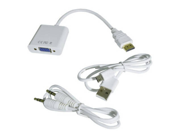 Перехідник HDMI M to VGA F (з кабелями аудіо та живлення від USB) ST-Lab (U-990 white) - Фото 4