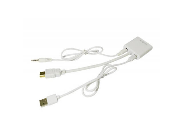 Перехідник HDMI M to VGA F (з кабелями аудіо та живлення від USB) ST-Lab (U-990 white) - Фото 5
