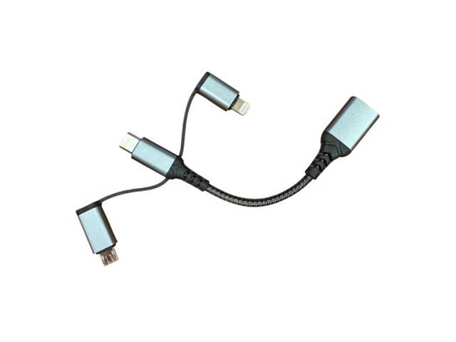 Перехідник OTG USB 3.0 AF to USB-C + Micro 5P + Lightning 0.11m 60W XoKo (XK-AC-155) - Фото 2