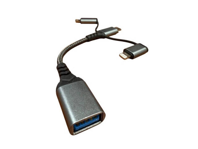 Перехідник OTG USB 3.0 AF to USB-C + Micro 5P + Lightning 0.11m 60W XoKo (XK-AC-155) - Фото 3