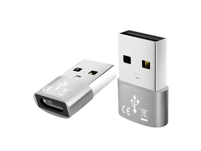Перехідник з USB на Type-C OTG, USB Type-C. Сірий - Фото 1