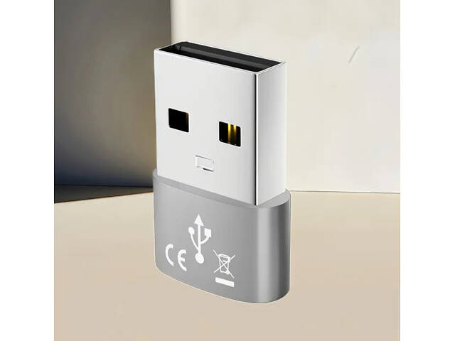 Перехідник з USB на Type-C OTG, USB Type-C. Сірий - Фото 2