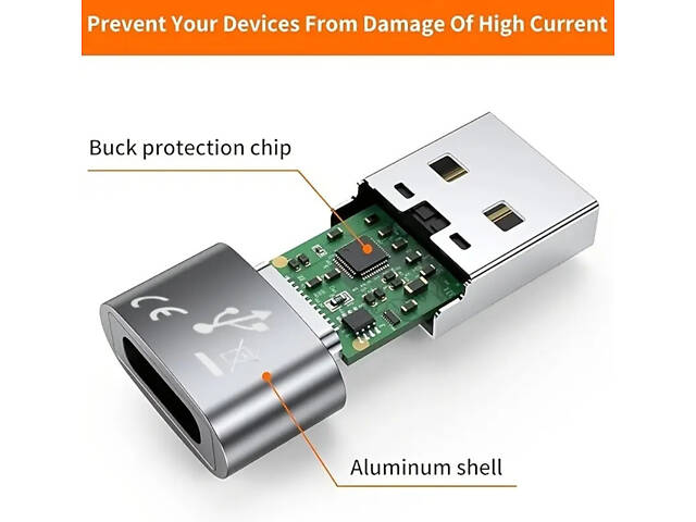 Перехідник з USB на Type-C OTG, USB Type-C. Сірий - Фото 3