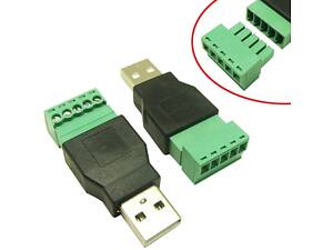 Переходник USB 2.0 Type-A штекер папа - клеммники 5pin