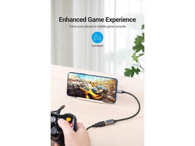 Перехідник USB 3.0 Type-C to USB AF (OTG) 0.15m Алюмінієвий сплав Vention (CCXHB) - Фото 3