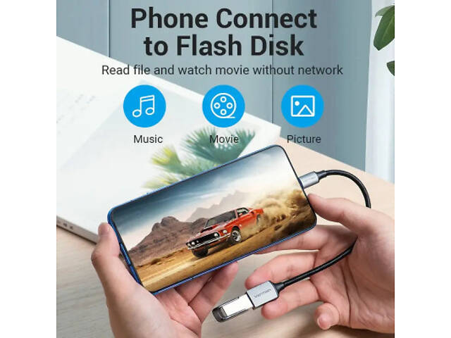 Перехідник USB 3.0 Type-C to USB AF (OTG) 0.15m Алюмінієвий сплав Vention (CCXHB) - Фото 4