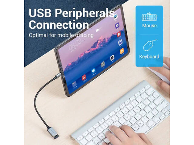 Перехідник USB 3.0 Type-C to USB AF (OTG) 0.15m Алюмінієвий сплав Vention (CCXHB) - Фото 5