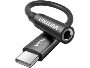 Перехідник USB-C --&gt; аудіо Jack 3.5мм, Алюмінієвий сплав, чорний Vention