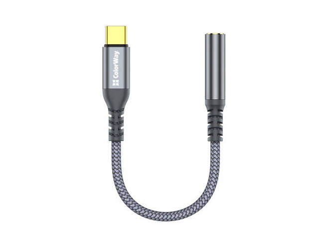 Перехідник USB-C to 3.5mm F 0.14m gray ColorWay (CW-AD-CJ) - Фото 1