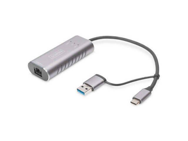 Перехідник USB-C + USB 3.0 to RJ45 2500Mbps Ethernet Digitus (DN-3028) - Фото 1