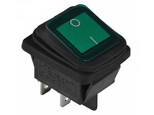 Переключатель 1 клавиша 2NO 28.5мм с подсветкой зеленый неон 220V IP54 [A0140040115] KCD2-201NW GR/B АСКО