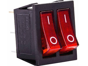 Переключатель 2 клавиши 2NO 28мм с подсветкой красный неон 220V [s2040002] e.switch.key.02 E.NEXT