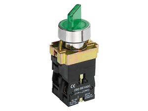 Переключатель 'I-O' 1NO+1NC 22мм без подсветки зеленая 2 положения [BSW90-BK-2-K06] LAY5-BK2365 UEC