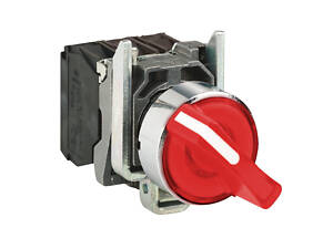 Переключатель 'I-O' 1NO+1NC 22мм с подсветкой красный LED 24V 2 положения с фиксацией [XB4BK124B5] Harmony XB4