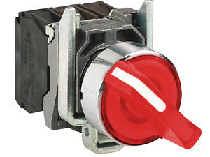 Переключатель 'I-O' 1NO+1NC 22мм с подсветкой красный LED 24V 2 положения с фиксацией [XB4BK124B5] Harmony XB4