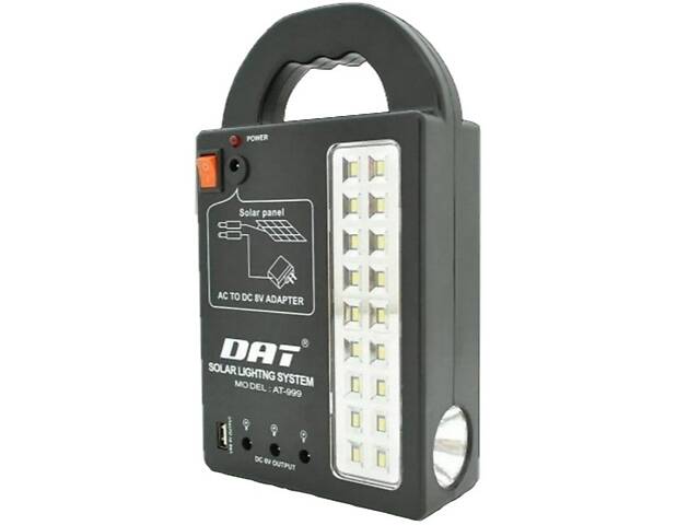 Переносний ліхтар прожектор Solar Dat AT-999 з сонячною панеллю - Фото 2