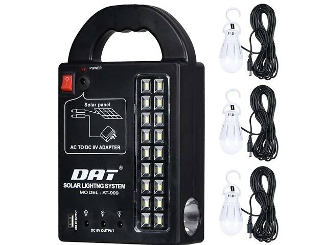 Переносний ліхтар прожектор Solar Dat AT-999 з сонячною панеллю - Фото 4