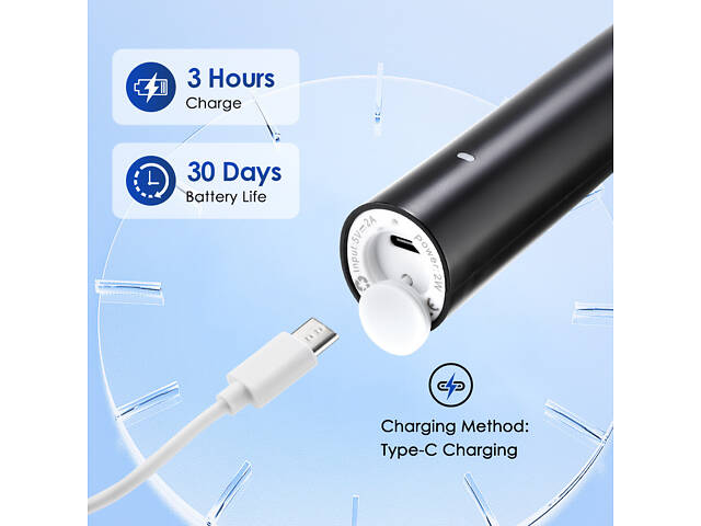 Електрична зубна щітка з 4 змінними насадками, USB-перезаряджання, таймер. Рожева - Фото 9