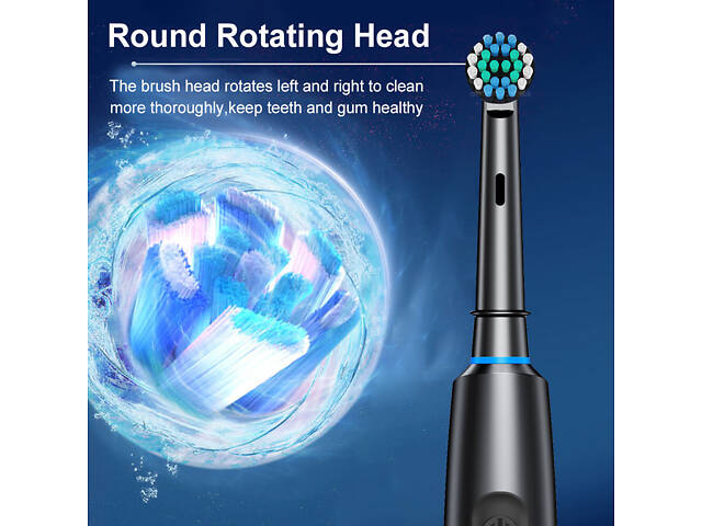 Електрична зубна щітка з 4 змінними насадками, USB-перезаряджання, таймер. Рожева - Фото 3