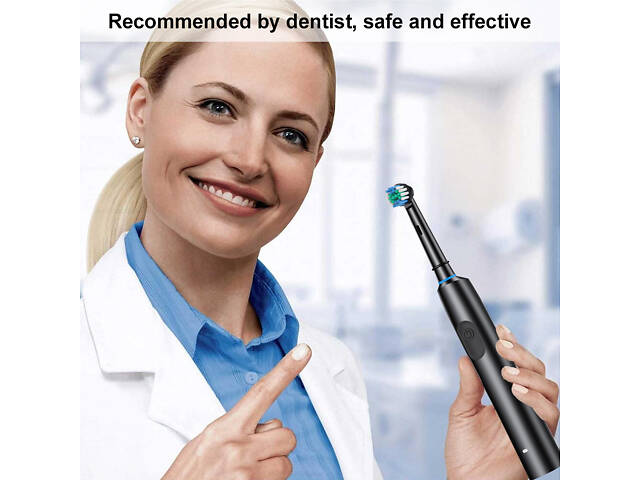 Електрична зубна щітка з 4 змінними насадками, USB-перезаряджання, таймер. Рожева - Фото 10