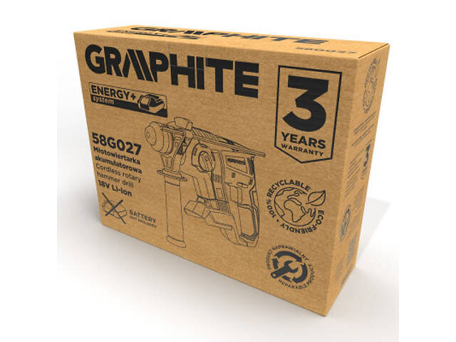Перфоратор Graphite Energy+ SDS-plus, 18V, 2.2 Дж, 2.26 кг (без АКБ і ЗУ) (58G027) - Фото 5
