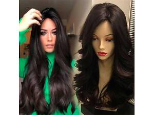 Парик волнистый без челки с пробором 65 см Брюнетка