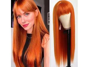 Парик прямой аниме с длинной челкой 'Рыжая бесстыжая' - 70см - Рыжий