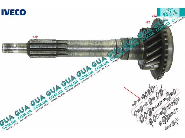 Первичный вал ( передняя часть ) КПП 5-ти ступенчатой ( механической коробки переключения передач ) 8858692 Iveco / ИВЕК