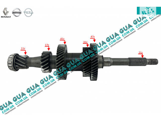 Первинний вал 6-ступінчастої КПП 8200493527 Nissan/НІССАН INTERSTAR 1998-2010/ІНТЕРСТАР 98-10, Nissan/НІССАН PRIMAS