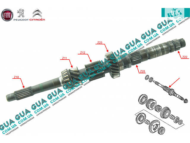 Первичный вал КПП 9688240188 Citroen / СИТРОЭН JUMPY 1995-2004 / ДЖАМПИ 1, Citroen / СИТРОЭН JUMPY II 2004-2006 / ДЖАМПИ