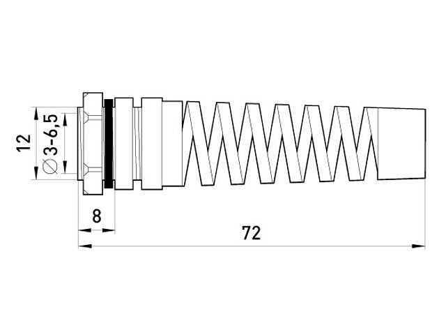PG7 IP54 поліамід гнучкий кабельний ввід для отворів 12мм кабель max Ø 6.5мм для шаф [s051001] E.NEXT - Фото 2