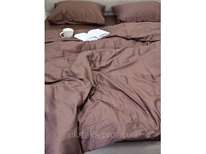 Пододеяльник на молнии Ecotton Евро двуспальный 210х220 см сатин из хлопка однотонный коричневый Stucco