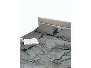 Пододеяльник на молнии Ecotton полуторный 150х215 см сатин из хлопка однотонный серый 17-4402 Natural Grey