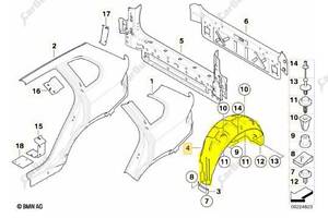 Подкрылок (защита крыла) задний правый BMW X5 E70 (2010-2013) рестайл, 51487248210