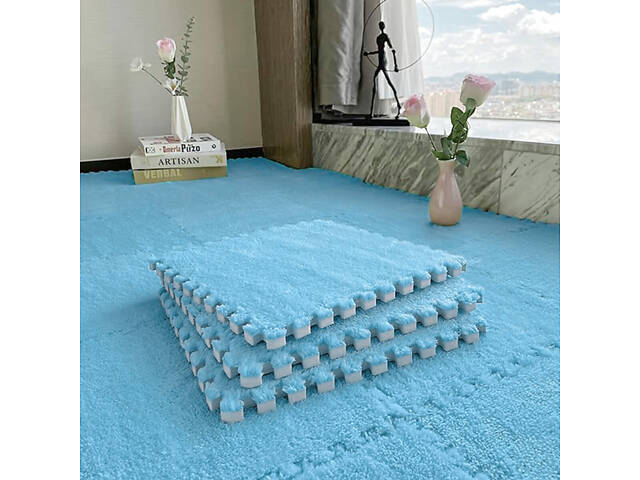 Підлога-пазл плюшевий 30х30х1см Блакитний (D) SW-00002090 - Фото 8
