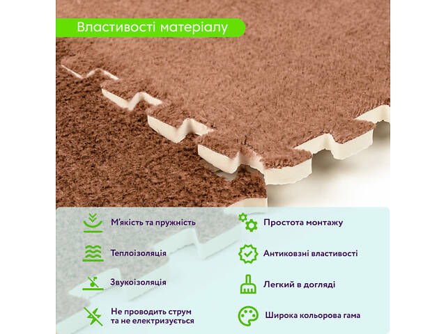 Підлога-пазл плюшевий 30х30х1см Коричневий (D) SW-00002082 - Фото 4