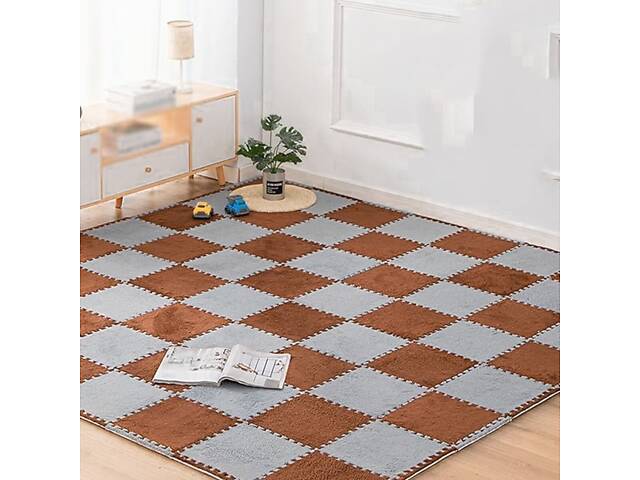 Підлога-пазл плюшевий 30х30х1см Коричневий (D) SW-00002082 - Фото 8