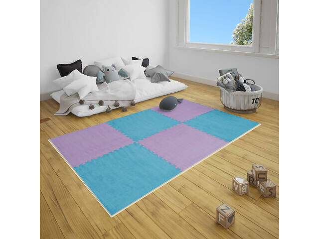 Підлога-пазл плюшевий 60х60х1см Блакитний (D) SW-00002091 - Фото 8