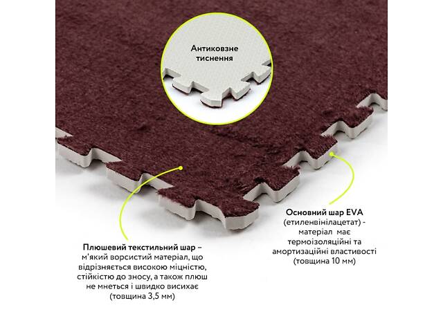 Пол-пазл плюшевый 60х60х1см Коричневый (D) SW-00002083 - Фото 10