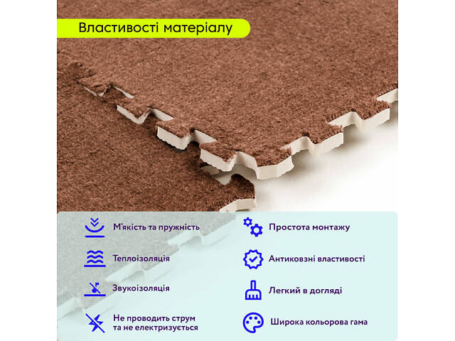 Пол-пазл плюшевый 60х60х1см Коричневый (D) SW-00002083 - Фото 6