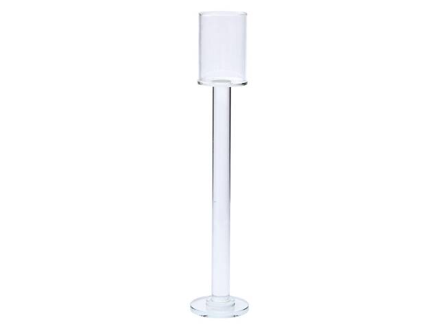 Підсвічник келих скляний на високій ніжці 8×40.5 см декоративний прозорий HP-4-45L - Фото 3