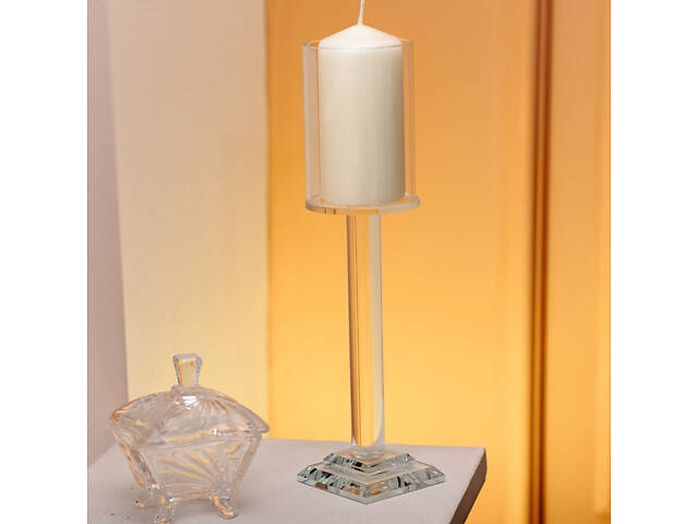 Підсвічник скляний на ніжці 6.5×26 см підсвічник келих декоративний прозорий HP-4-42L - Фото 4