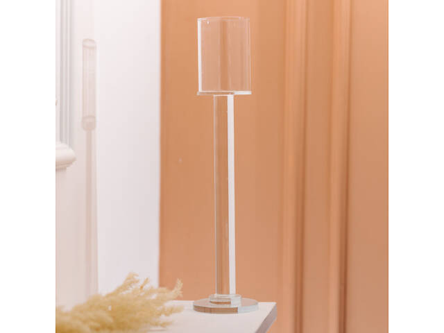 Підсвічник скляний на ніжці 8×36 см підсвічник келих декоративний прозорий HP-4-44M - Фото 4