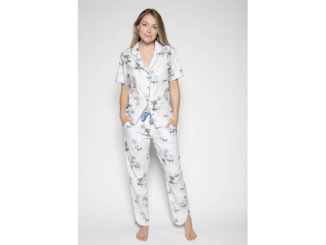 Піжама жіноча Cyberjammies Molly 4778-4779 10/S Біла з принтом зебри (5051877338913) - Фото 1