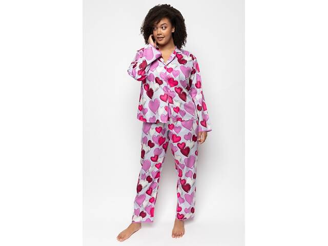 Піжама жіноча Cyberjammies Viola 9558-9559 16/XL Сірий з принтом серця (5051877450349) - Фото 1