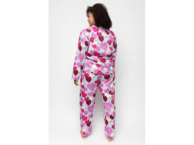 Піжама жіноча Cyberjammies Viola 9558-9559 16/XL Сірий з принтом серця (5051877450349) - Фото 2